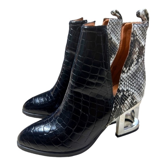 JEFFREY CAMPBELL Leather Snakeskin Orwell Boots - Picture 1 of 13